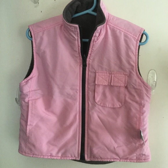 Reversible Warm Winter Vest Pink / Gray Fleece - Picture 2 of 6